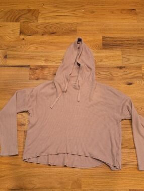 American Eagle Outfitters Ribbed Hooded Pullover - Mauve Pink